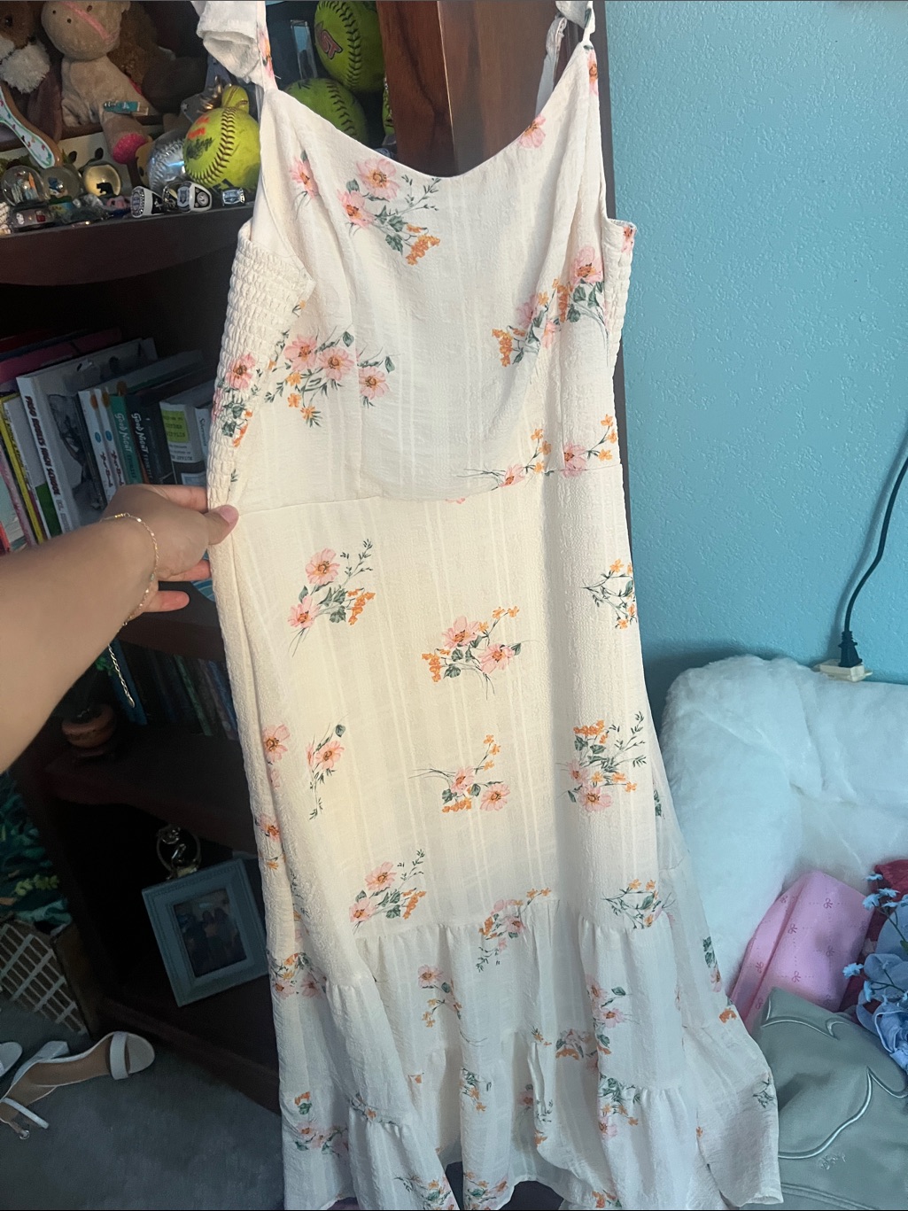 Lily Rose Cream Maxi Dress With Peach Floral Print